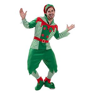 EraSpooky Elf Costume Men Christmas Santa Helper Fancy Dress Red and Green, M