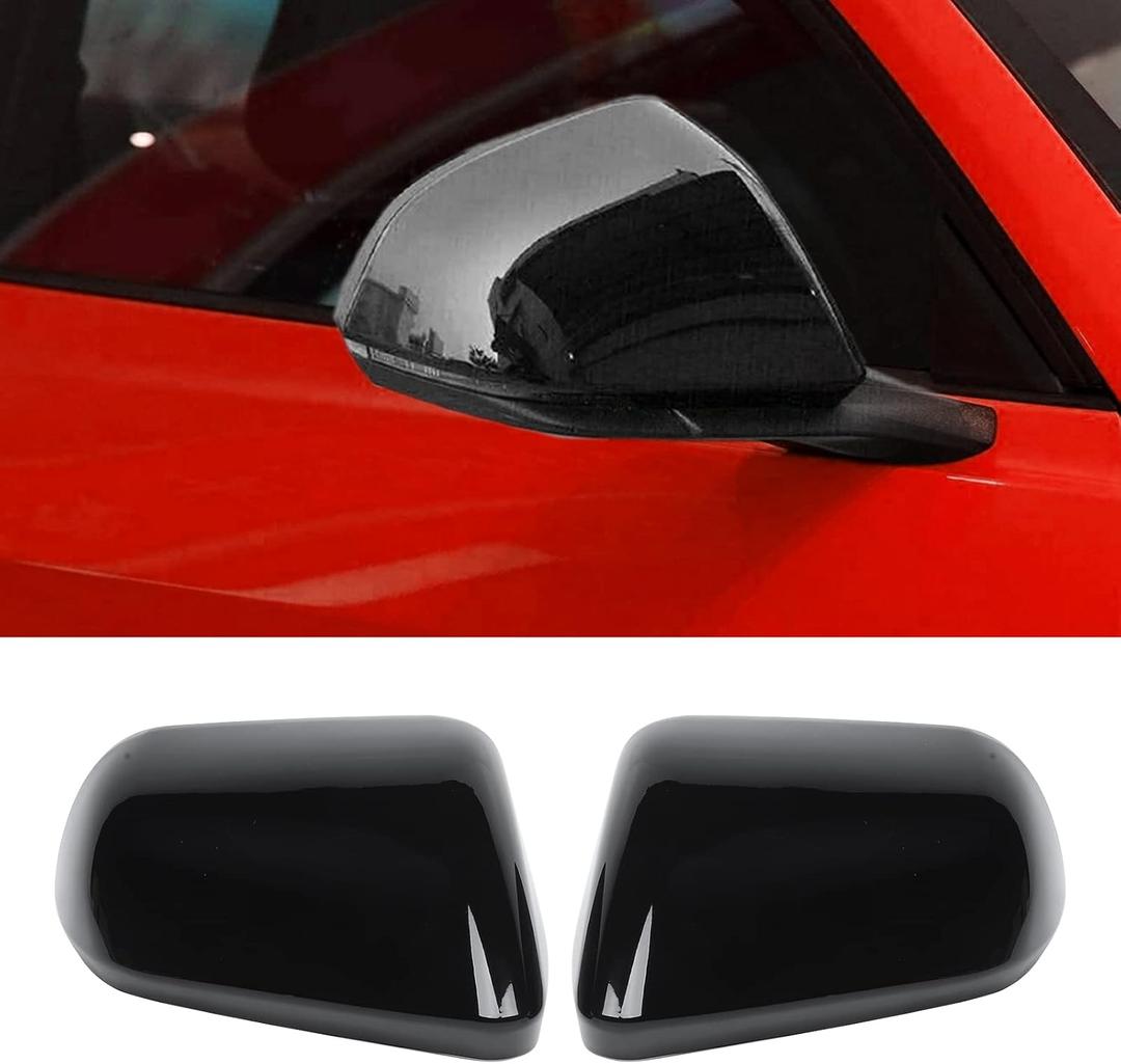 Hoolcar Side View Mirror Cover Decals ABS Rearview Mirrors Trim Exterior Accessories for 2015-2022 2023 2024 Ford Mustang, Black, 2PCs