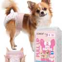 Dono Disposable Pull It Up Female Dog Diapers, 360 Stretchy Waist Puppy Diapers, Super-Absorbent Doggie Diapers with Rapid-Dry Technology Leak-Proof Design for Doggy in Heat Period, S 40 Pcs