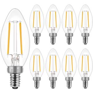 E ENERGETIC LIGHTING LED B10 Candelabra Light Bulbs 60W Equivalent, Soft White 2700K, 500 Lumen, E12 Base, Chandelier LED Edison Bulbs, Dimmable, 8 Pack