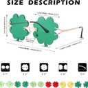 2 x St. Patricks Day Green Sunglasses Irish Shamrock Four Leaf Clover Lens Shades Costume Party Glasses(Four Leaf Green) (Green)
