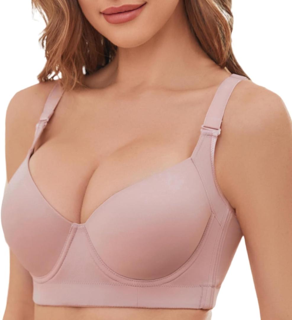 Bras for Women Push Up Bra Back Fat Smoothing Bra Comfort Lightly Padded Underwire Support T-Shirt Bras