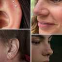 8PCS Titanium Nose Rings Stud, Gold Nose Ring for Women Men Hypoallergenic Nostril Hoops L Shape Nose Studs Corkscrew CZ Nose Piercing Jewelry Silver 18G & 20G Nose Ring Studs 2/2.5/3mm