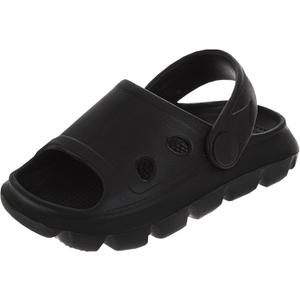 Josmo Kids Summer Beach Pool Sandals - Open Toe Boys Ankle Strap Shoes Size 5-10 Toddler (Black)