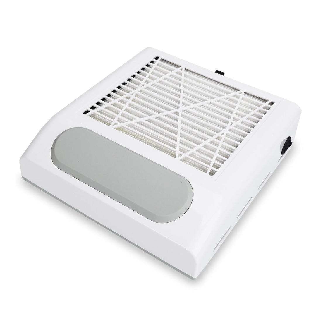 Nail Dust Collector, Electric Acrylic Nail Fan Dust Collector with Detachable Reusable Filter Dust Suction Machine for Nail Salon, Nail Polishing (White)