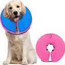 MIDOG Soft Inflatable Dog Cone, Donut E-Collar Alternative for After Surgery, Prevents Licking, Allowing Normal Eating & Vision,Comfortable Recovery Collar for Small Medium Large Dogs&Cats,PinkBlue-L+