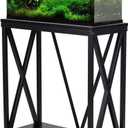 Aquatic Fundamentals 20 Gallon Metal/Wood, Aquarium Stand, Console Table, 24.2" L x 28" W, Black