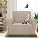 ZNSAYOTX 1 Piece Jacquard Chair Slipcovers for Living Room High Stretch Chair Covers with Arms Anti Slip Pets Friendly Couch Sofa Armchair Cover Furniture Protector (Chair, Khaki)