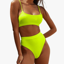 MELYUM High Waisted Bikini Sets for Women Two Piece Swimsuit Tummy Control Bathing Suit Cheeky Bottoms Push Up Top, M, Neon Green