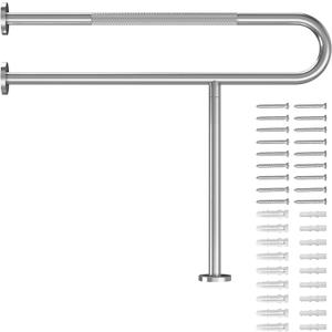 Toilet Grab Bar Support Rail 31.5 Inch, Anti-Slip Knurled Brushed Nickel Safety Bar, Handicap Bathroom Handrails for Elderly Disabled Pregnant, 304 Stainless Steel Wall to Floor