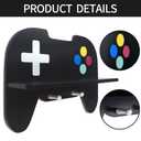 Game Room Decor Gaming Floating Shelf, Controller Wall Shelf with Hooks