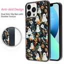 Cute Small Spooky Halloween Ghost Phone Case, Flower Ghost iPhone 13 Pro Max Case, Non-Slip Pattern Design, Soft Silica Gel Frame Support Phone Case for Teen Girls and Boys, Women and Men