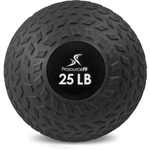 ProsourceFit Slam Medicine Ball, Tread Textured Grip Dead Weight Balls for Strength and Conditioning Exercises, Cardio and Core Workouts, 25lb, Black