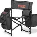PICNIC TIME NFL Unisex-Adult NFL Fusion Camping Chair with Side Table and Soft Cooler, Beach Chair for Adults, Lawn Chair (One Size, Dark Gray With Black Accents)