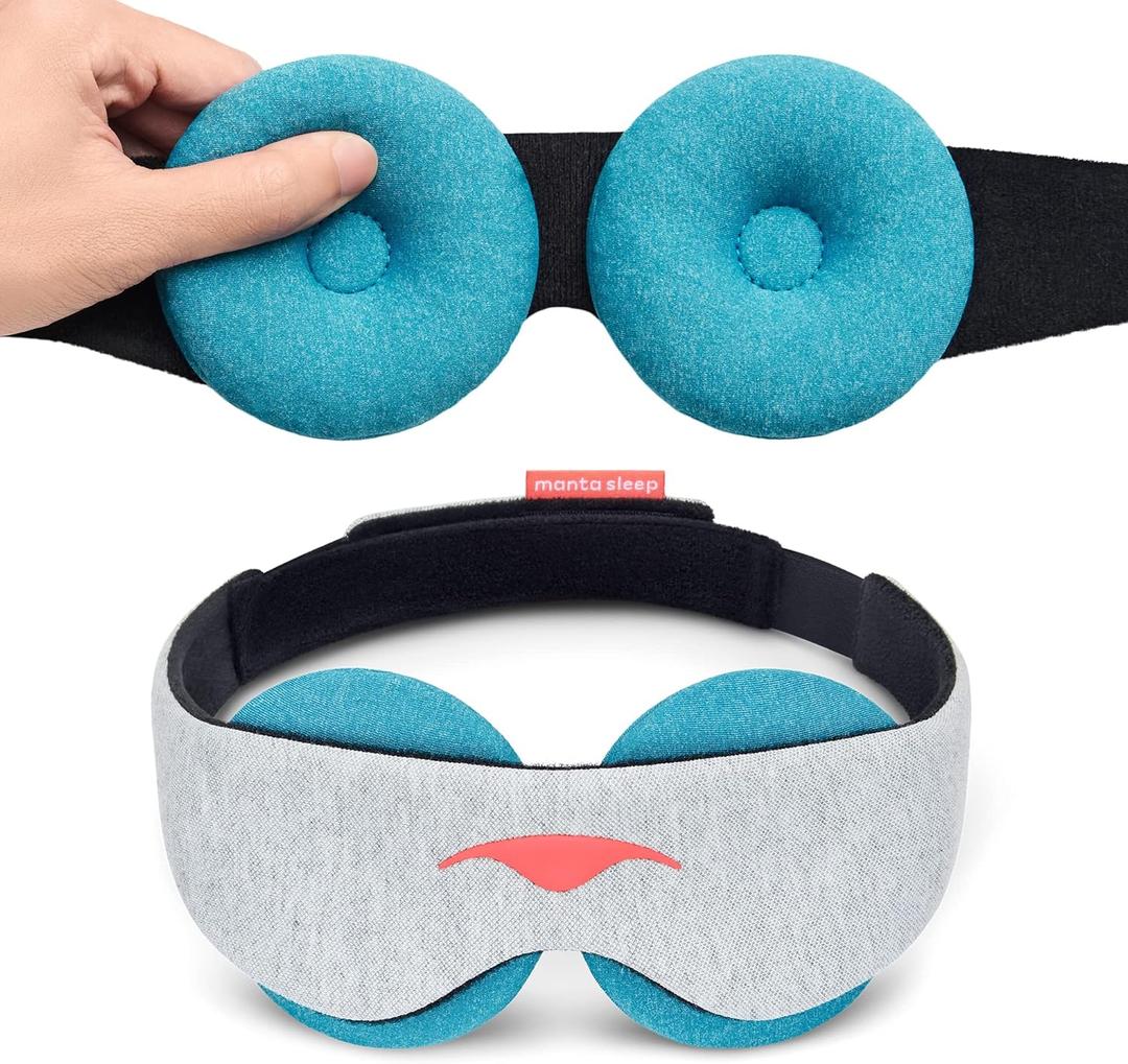 Manta Cool Sleep Mask  Blackout Eye Mask with Reusable Cooling Pads, Zero Eye Pressure and Adjustable Strap for Soothing Cool Relief