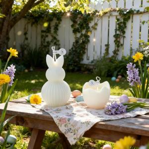 Easter Theme Scented Candle Set,Textured Rabbit & Cracked Egg Soy Wax Floral Decorative Candles,Spring Easter Bunny Home Decor & Holiday Gift Idea