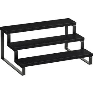 Giikin 3 Tier Spice Rack, Cabinet Organizer Shelf, Wooden Spice Rack for Countertop, Kitchen Counter Storage Shelves Cupcake Stand Holder Display Stand, Black