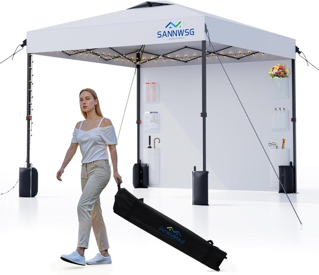 12X12 Pop Up Canopy Tent,Removable Pockets Sidewall for Extra Storage,Easy Up Canopy,Heavy Duty One Person Set Up Event Tent,White