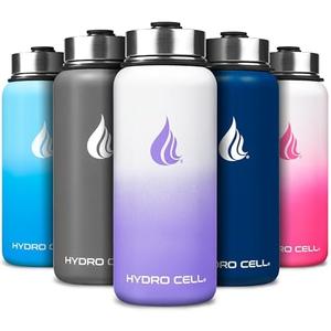 HYDRO CELL Stainless Steel Insulated Water Bottle with Straw - For Cold & Hot Drinks - Metal Vacuum Flask with Screw Cap and Modern Leakproof Sport Thermos for Adults (Lavender/White 32oz)