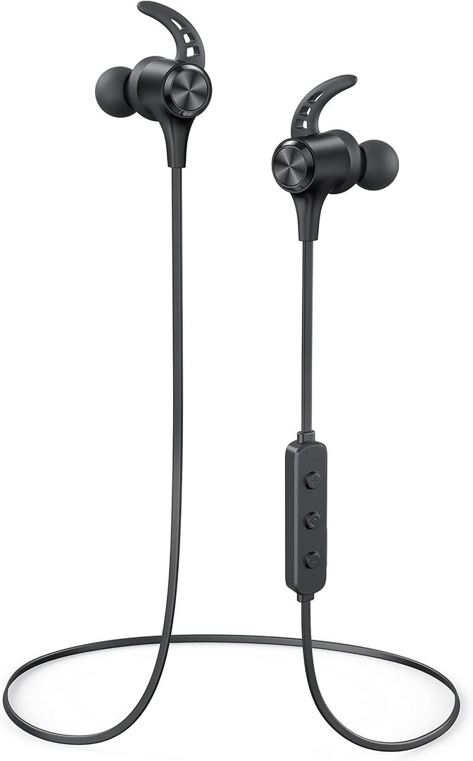 Wireless Headphones, Bluetooth 5.2 Stereo aptX Wireless Earbuds Bass Bluetooth Earbuds Bulit-in Mic with 16H Playtime, Magnetic, IPX7 Waterproof Perfect for Sport, Gym, Normal, Dark Pitch