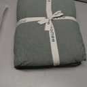 MooMee Bedding Sheet Set 100% Washed Cotton Linen Like Textured Breathable Durable Soft Comfy (Heathered Green, King)