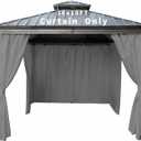 Gazebo Curtain Replacement Universal Privacy Curtain, 4-Panels Sidewall 10'X10' Curtain Gazebo Outdoor with Zipper,Universal Replacement for Patio Privacy Screen Grey(Only Curtain)