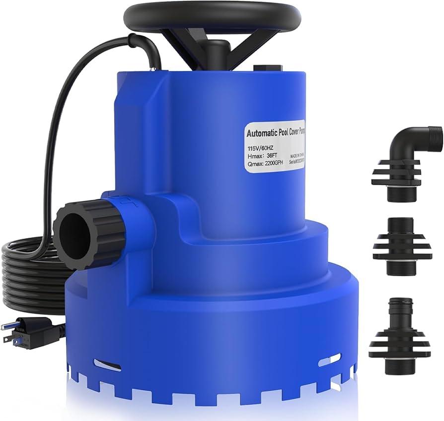 AgiiMan 1/4HP Automatic Submersible Water Pump, 2200GPH Sump Pump Utility Pump for Pool Draining, Water Removal Pump with 33' Power Cord for Flooded Areas, Swimming Pool, Flooded House Basement, Navy