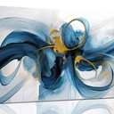 Fuwobriva Large Abstract Canvas Wall Art for Living Room Blue White and Gold Minimalist Line Artwork for Office Bedroom 20"x40"