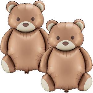 12 Pcs 21x35'' Big Brown Bear Balloons Matte Cartoon Bear Foil Birthday Balloons for Home Decor Jungle Animal Farm Safari Zoo Woodland Themed Party Baby Shower Decoration Supplies (Classic)
