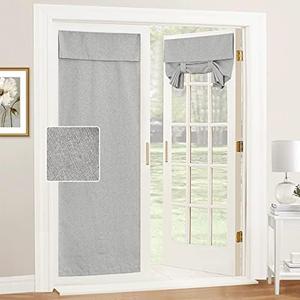 RYB HOME Linen Blended French Door Shades Self Adhesive, Privacy Room Darkening Glass Door Window Curtains for Kitchen Patio Sidelight Curtain Tie Up Shade, Wide 34 x Long 69 inch, 1 Pc, Grey RYB HOME Linen Blended French Door Shades Self Adhesive, Privacy Room Darkening Glass Door Window Curtains for Kitchen Patio Sidelight Curtain Tie Up Shade, Wide 34 x Long 69 inch, 1 Pc, Grey