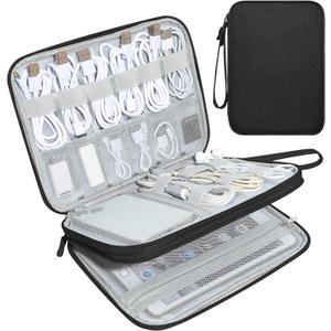 CILLA Electronics Organizer Travel, Travel Cord Organizer Case, Compact Electronics Accessories Bag for Cable, Cord, Charger, Phone (Black)