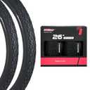 BWSHLF 26inch Mountain Bike Tires, 26 x 2.125 Inch, 2 Pack Replacement Black Folding MTB Bicycle Tire, Black Sidewall