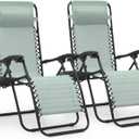 MoNiBloom Zero Gravity Chairs Set of 2 Outdoor Folding Patio Lounge Chairs for Outside Reclining Lawn Chairs Recliner Beach Chairs for Adults, Sage Green