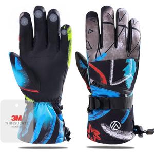 Snow Gloves, Waterproof Warm Ski Gloves Thermal for Winter, Fit Both Men & Women, Gift for Parent Child
