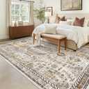 Madane 6x9 Area Rugs for Living Room, Stain Resistant Washable Rugs, Non-Slip Backing Area Rug, Vintage Home Decor Rug for Bedroom (Brown/Gold, 6'x9')