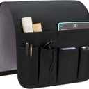 Sofa Armrest Organizer, Remote Control Holder for Recliner Couch, Arm Chair Caddy with 5 Pockets for Magazine, Tablet, Phone, iPad