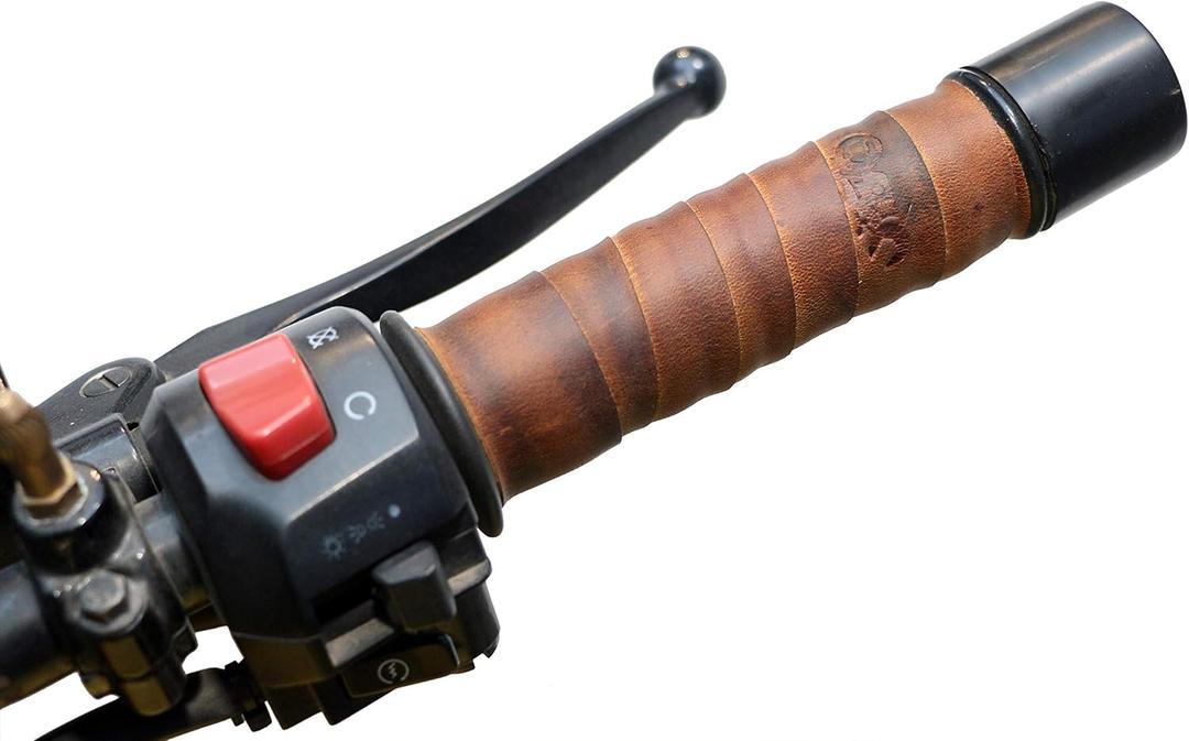 Vintage Motorcycle Handle Bar Leather Vintage Bike Grip Motorcycle Handle Wrap (Tobacco & Brown Black)