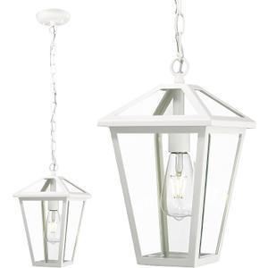 Luminzone Outdoor Pendant Lights for Porch, Waterproof Exterior Hanging Lantern Outdoor Chandelier Ceiling Mount Aluminum with Clear Glass for Entryway Doorway Gazebo Patio Foyer, White