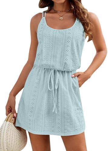 Blooming Jelly Women's Hollow Out Swimsuit Cover Up Criss Cross Back Swim Coverup Spaghetti Strap Boho Summer Dress 2025 XL