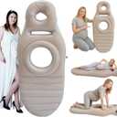Inflatable Pregnancy Pillow, Pregnant Woman's Abdominal Hole Full Body Inflatable Bed Abdominal Mattress, Prone Pregnancy Pillow - Pregnant Woman's Swimming Pool Float (Gray)