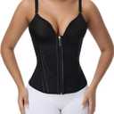 SHAPSHE Waist Trainer Corset for Women Tummy Control Workout Concert Outfits Bustier Tops Going Out Faja With Bra (Medium, Black)