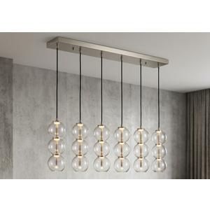 6-Light Farmhouse Chandelier Clear Glass Shade Linear Pendant Hanging Lighting Fixture