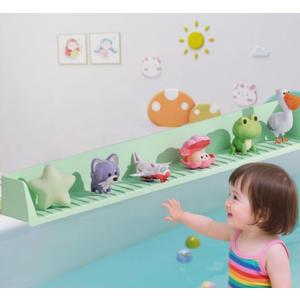 Bathtub Splash Guard for Kids - 2.6 Ft Length with Toy Tray & 11 Strong Suction Cups, Silicone Splash Guard for Easy Clean & Fold,Universal for Tubs,Bathroom & Kitchen Sinks