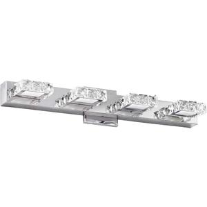 Chrome 4-Light LED Vanity Light with Crystal-Like Acrylic Accents, Dimmable Bathroom Wall Lamp, 3000K Warm White, 26W 1300LM, Modern Lighting Fixture for Mirror, Makeup, Shaving & Decor