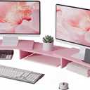 Ergonomic Wooden Desktop Organizer with Smartphone Holder, Computer Monitor Stand for PC, Laptop,Printer and Large Storage
