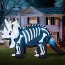 Joiedomi 8 FT Long Halloween Inflatables Outdoor Decoration, Blow Up Halloween Yard Decorations, Inflatable Skeleton Dinosaur with Built-in LEDs for Lawn Garden Decor