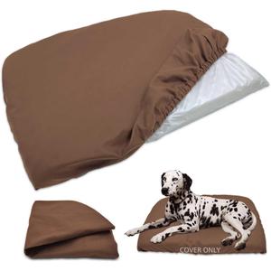 Dog Bed Cover Waterproof Replacement Machine Washable Covers for 54x44 Inch Dog Bed Heavy Duty Scratch Resistant Mattress Protector Pet Bed Cover Only Brown (Chocolate)