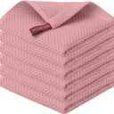 Kitinjoy 100% Cotton Kitchen Dish Cloths (12 X 12 Inches, Dried Roses), 6 Pack Waffle Weave Ultra Soft Absorbent Dish Towels for Drying Dishes Quick Drying Kitchen Towels Dish Rags