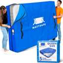 Nordic Elk Mattress Bags for Moving and Storage (Queen) Heavy Duty Moving Supplies, 8 Sturdy Handles, Strong Zipper, Mattress Cover Queen Size Bed Bags, Storage Cover Essentials Packing Protector (Blue)