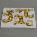 Lulu Home 3 PCS Christmas Tabletop Decorations, Resin Golden Reindeer Family Figurines with Diverse Postures, Xmas Holiday Winter Centerpieces Ornaments for Mantel Shelf Sill Decor (Peer(Textured))